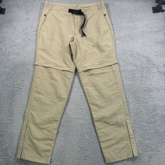 North Face Pants Mens 34x31 Khaki Convertible Zip Off Nylon Hiking Outdoor - Picture 1 of 11